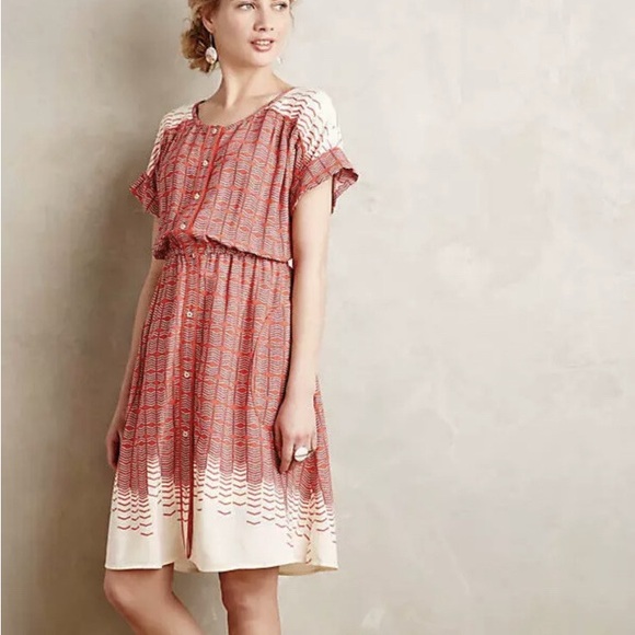 Anthropologie Dresses & Skirts - Maeve Anthropologie Veronia Shirtdress Knee-Length Short-Sleeves Women’s XS Red